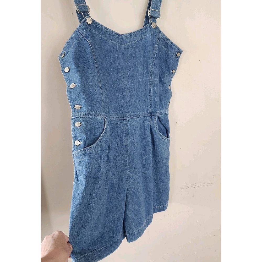 VTG 90s Y2K Regatta Denim Shortalls Womens Large Country Overalls  Western Farm - Picture 2 of 5